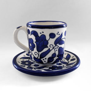 Turkish Coffee Cup & Saucer - Hebron Blue - Bayyāra