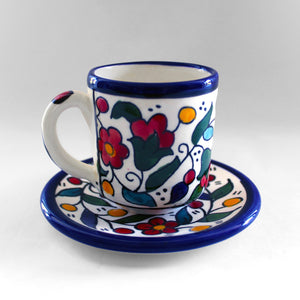 Turkish Coffee Cup & Saucer - Hebron Multicolour - Bayyāra